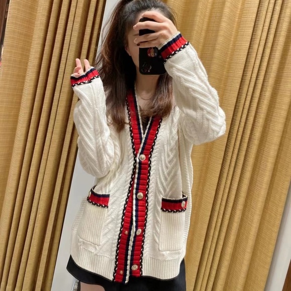 Maje Medi Contrast Stripe Braided Cardigan